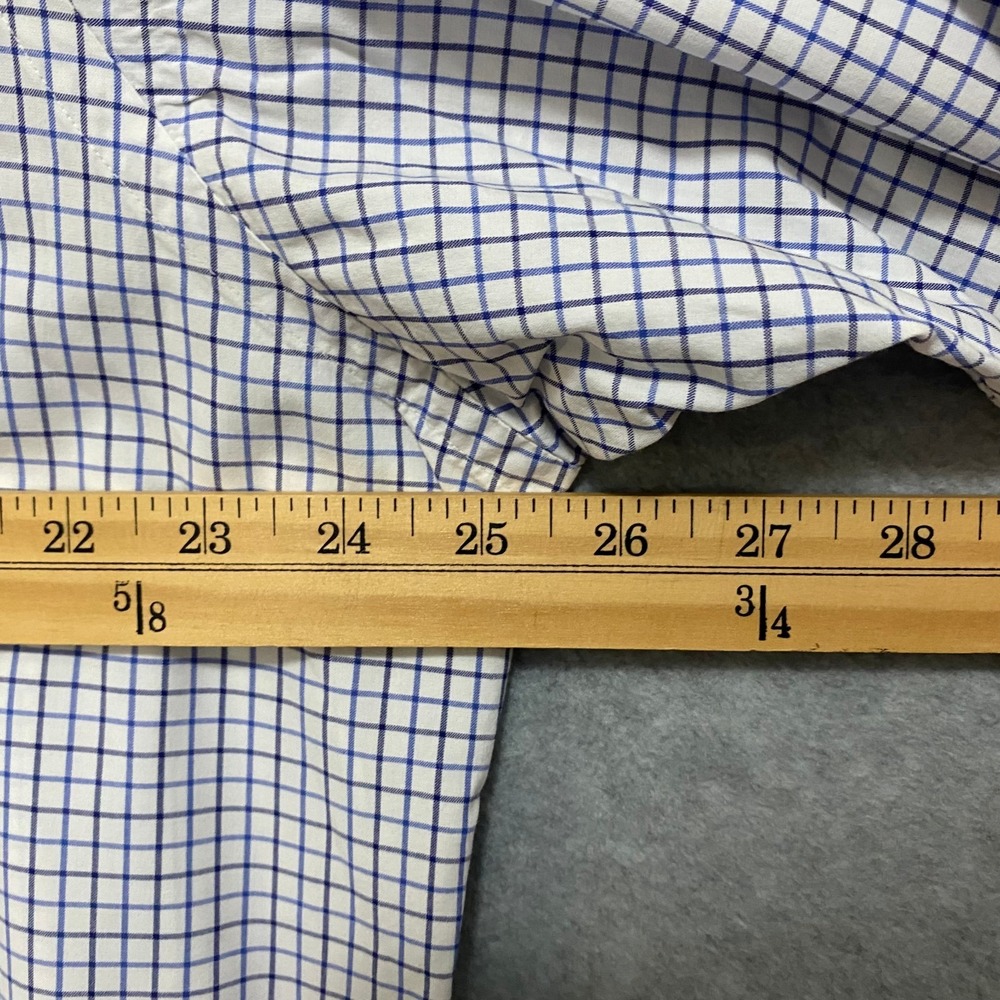 Ralph Lauren Men's XXL White Blue Check Long Sleeve 100% Cotton Button Up Shirt - Picture 6 of 7